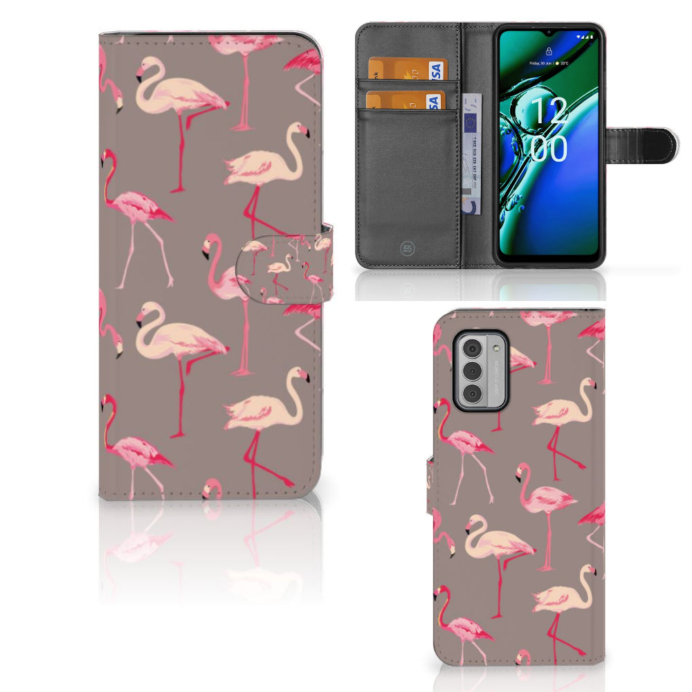 Nokia G42 Telefoonhoesje met Pasjes Flamingo