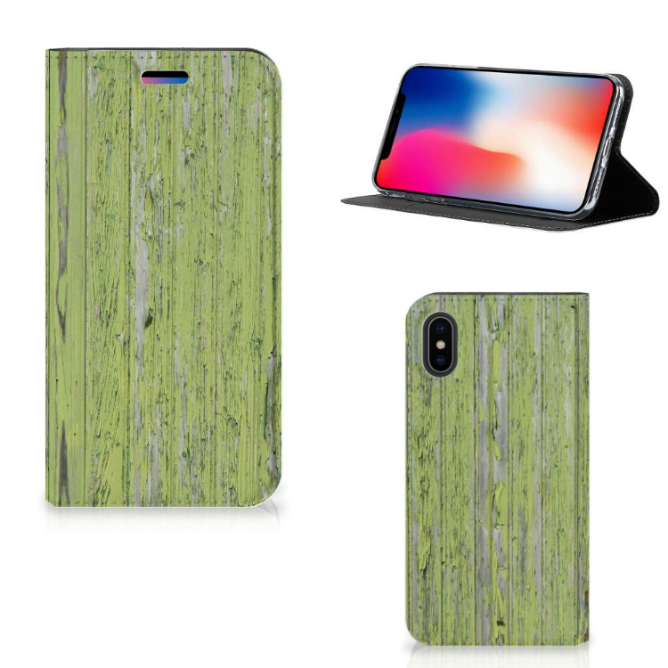 Apple iPhone X | Xs Book Wallet Case Green Wood