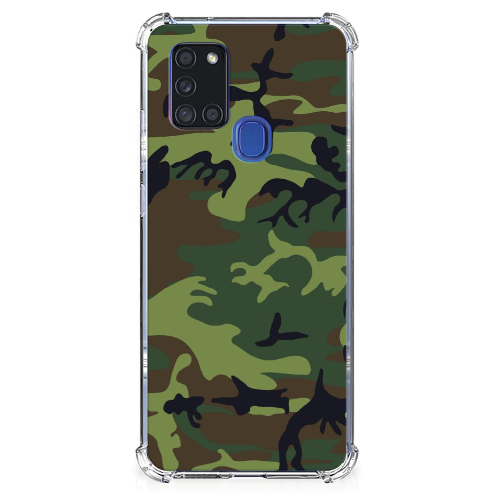 Samsung Galaxy A21s Doorzichtige Silicone Hoesje Army Dark