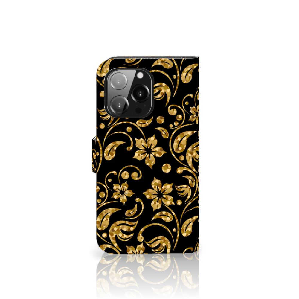 iPhone 13 Pro Hoesje Gouden Bloemen