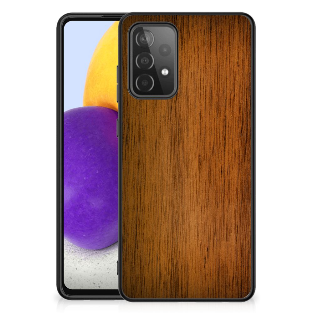 Samsung Galaxy A72 (5G/4G) Houten Print Telefoonhoesje Donker Hout