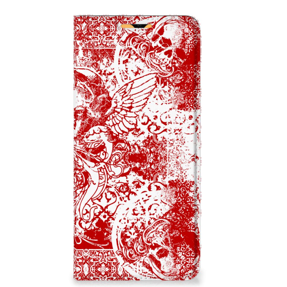 Mobiel BookCase OPPO A15 Angel Skull Rood - B2C Telecom