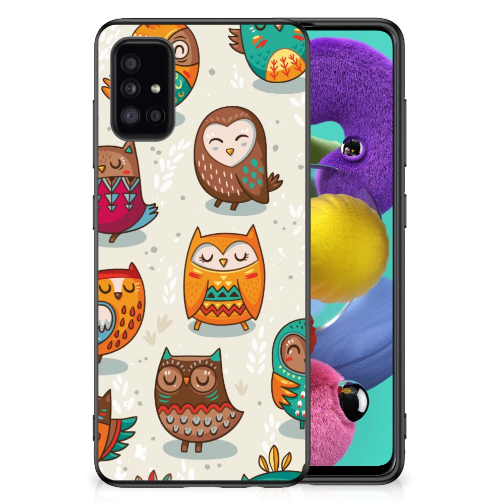 Samsung Galaxy A51 Back Cover Vrolijke Uilen