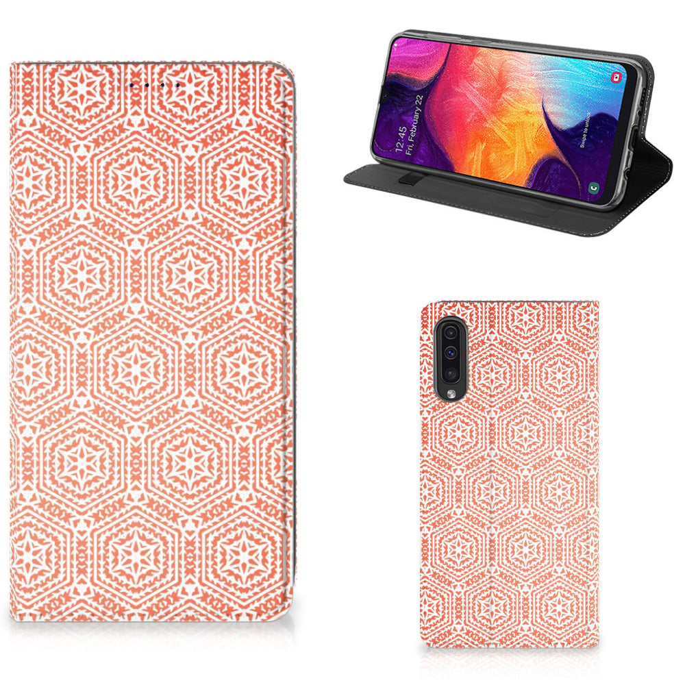 Samsung Galaxy A50 Hoesje met Magneet Pattern Orange