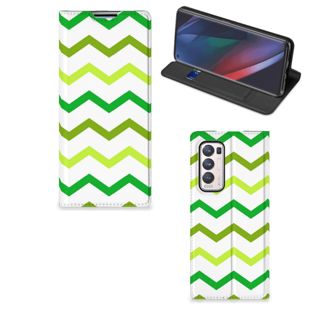 OPPO Find X3 Neo Hoesje met Magneet Zigzag Groen - B2C Telecom