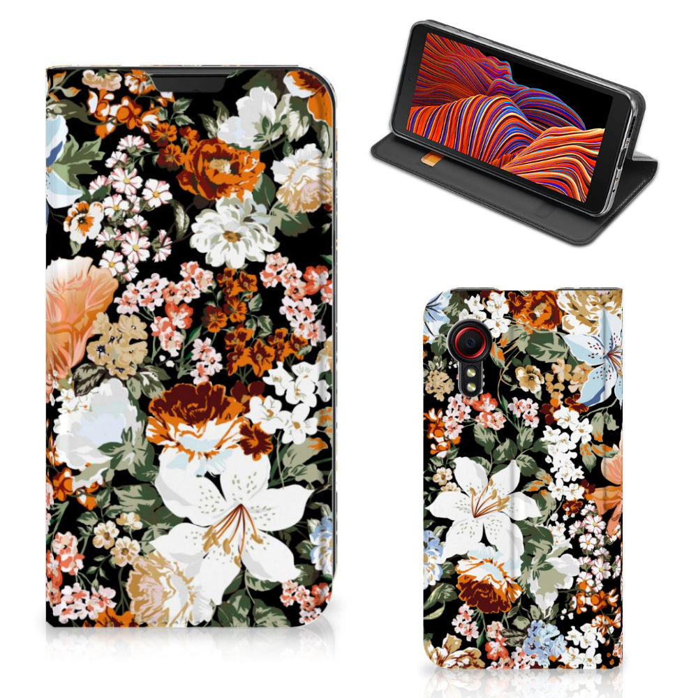 Smart Cover voor Samsung Galaxy Xcover 5 Dark Flowers