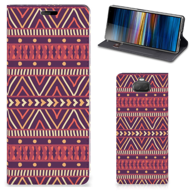 Sony Xperia 10 Hoesje met Magneet Aztec Paars