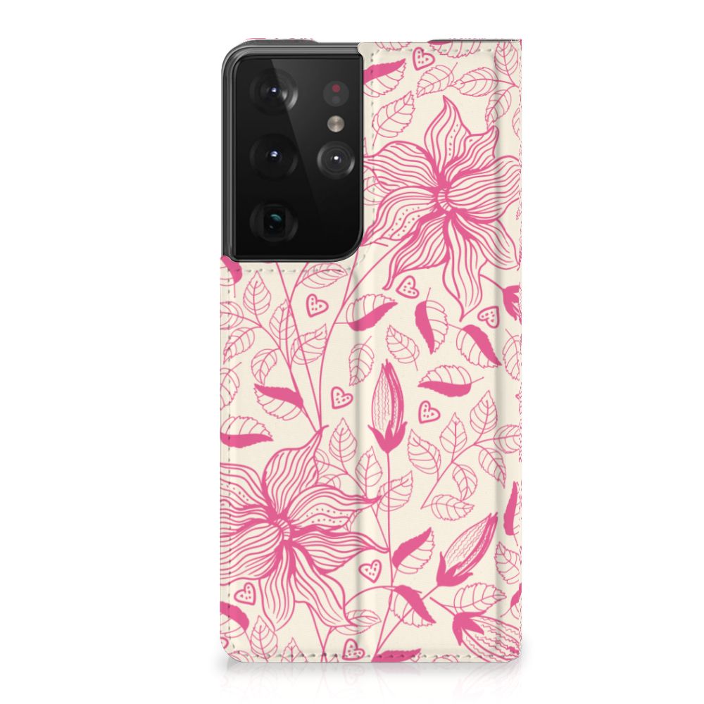 Samsung Galaxy S21 Ultra Smart Cover Pink Flowers - B2C Telecom