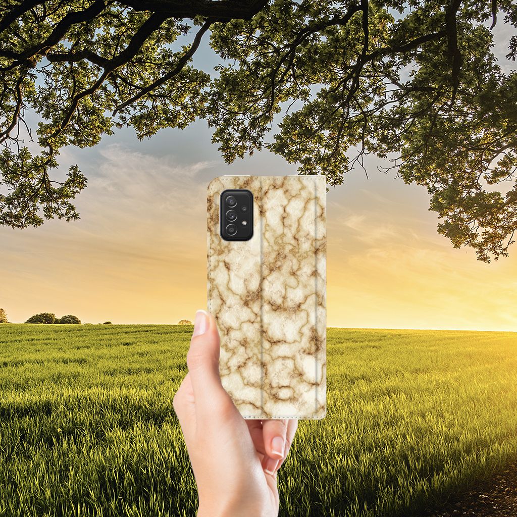 Samsung Galaxy A03s Standcase Marmer Goud - B2C Telecom