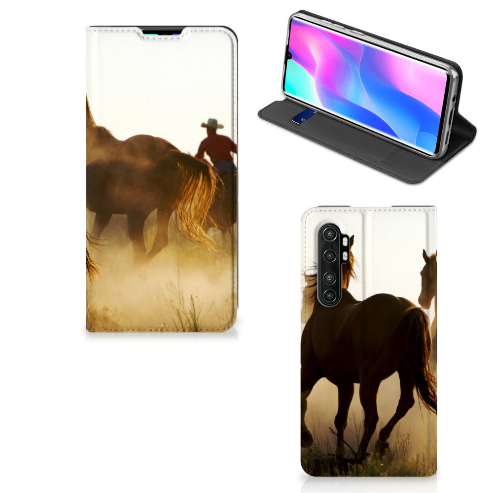 Xiaomi Mi Note 10 Lite Hoesje maken Design Cowboy met paardenprint en cowboy.