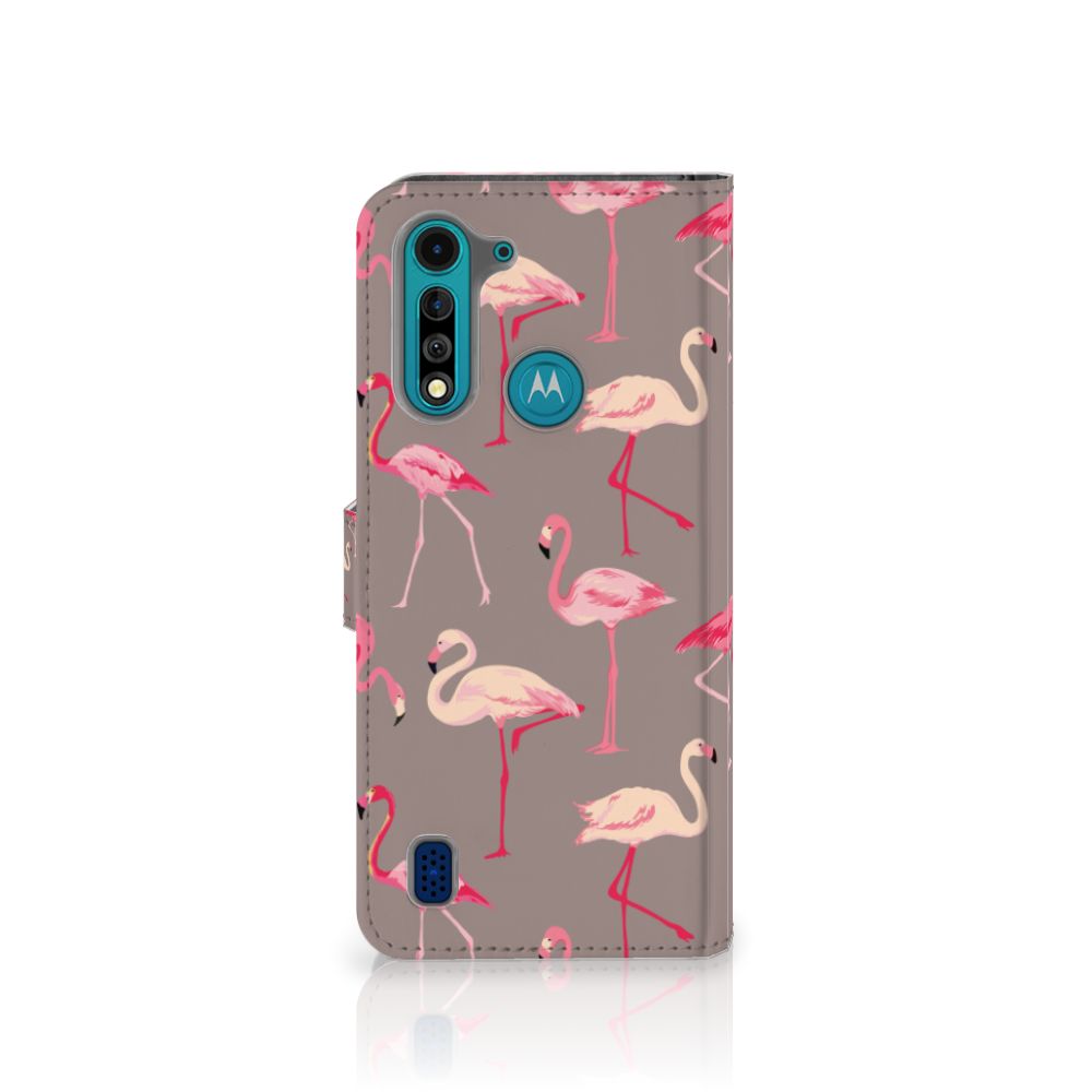 Motorola G8 Power Lite Telefoonhoesje met Pasjes Flamingo
