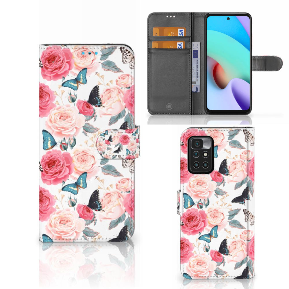 Xiaomi Redmi 10 Hoesje Butterfly Roses