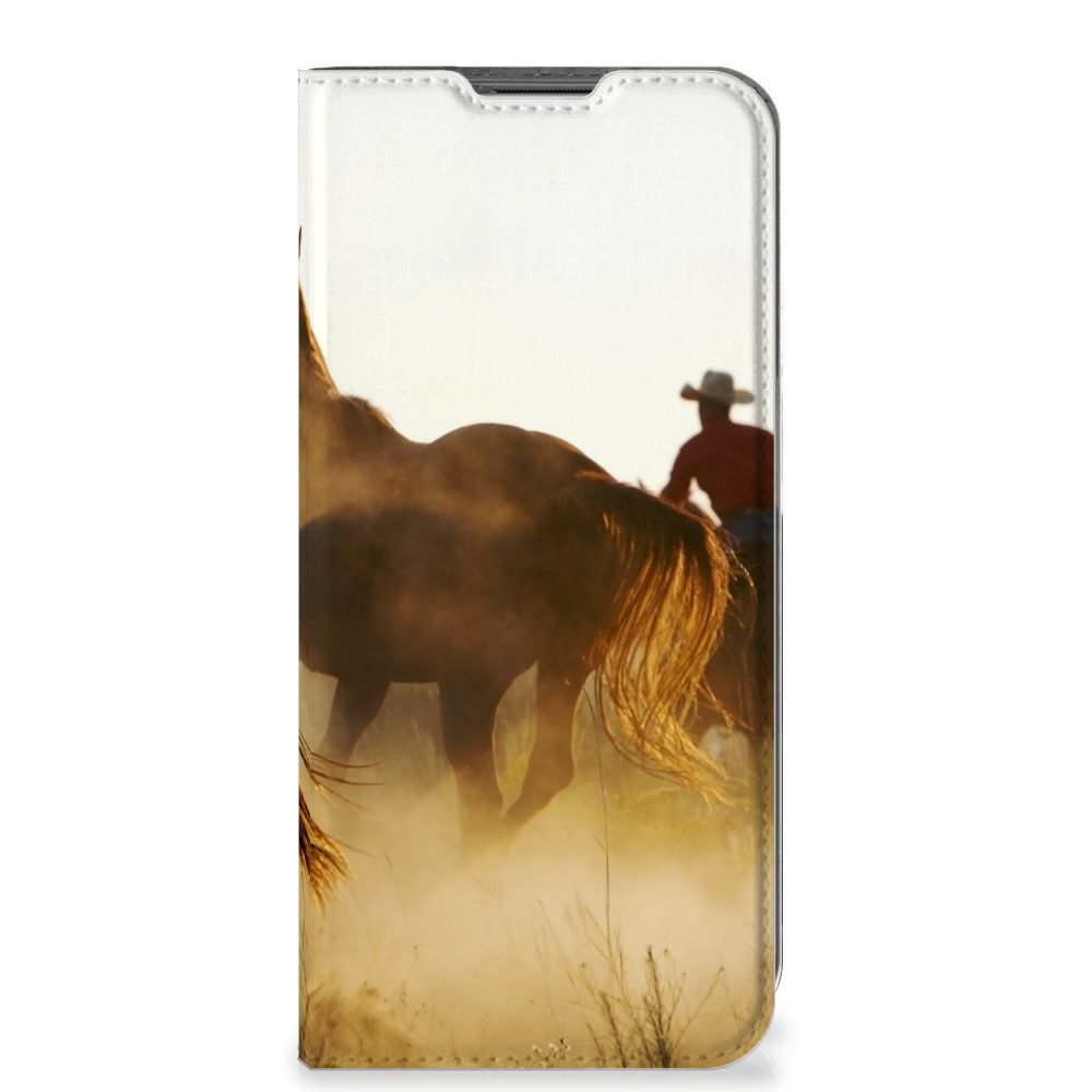 Nokia G11 | G21 Hoesje maken Design Cowboy met afbeelding van paarden en cowboy in het zonlicht.