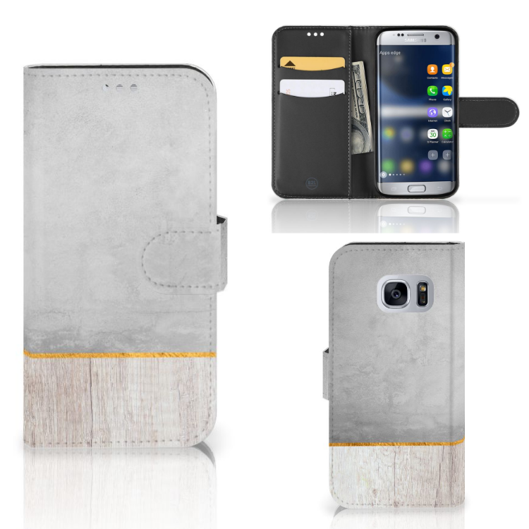 Samsung Galaxy S7 Book Style Case Wood Concrete