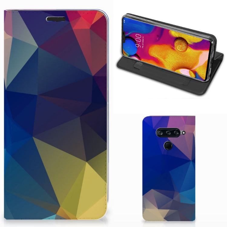 LG V40 Thinq Stand Case Polygon Dark