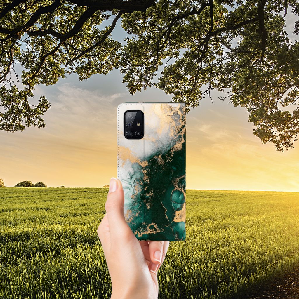 Standcase voor Samsung Galaxy A71 Marmer Groen - B2C Telecom