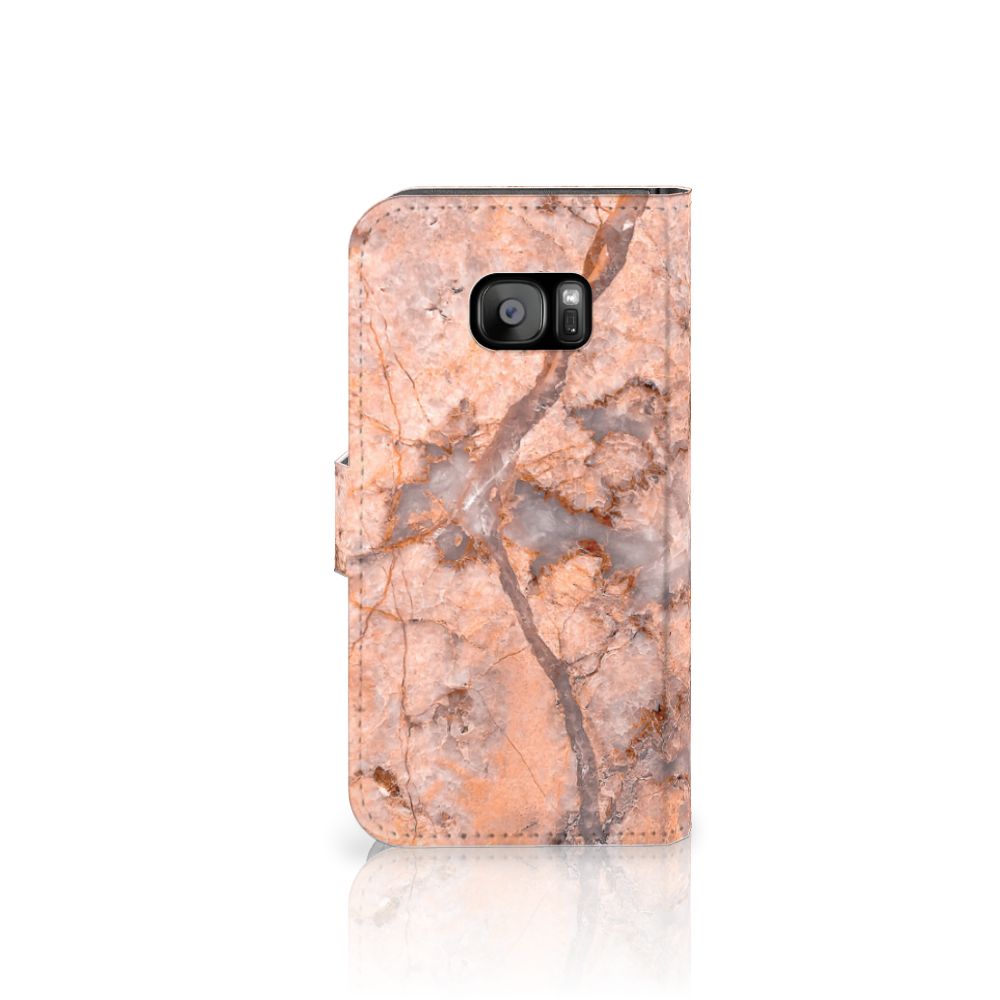 Samsung Galaxy S7 Edge Bookcase Marmer Oranje
