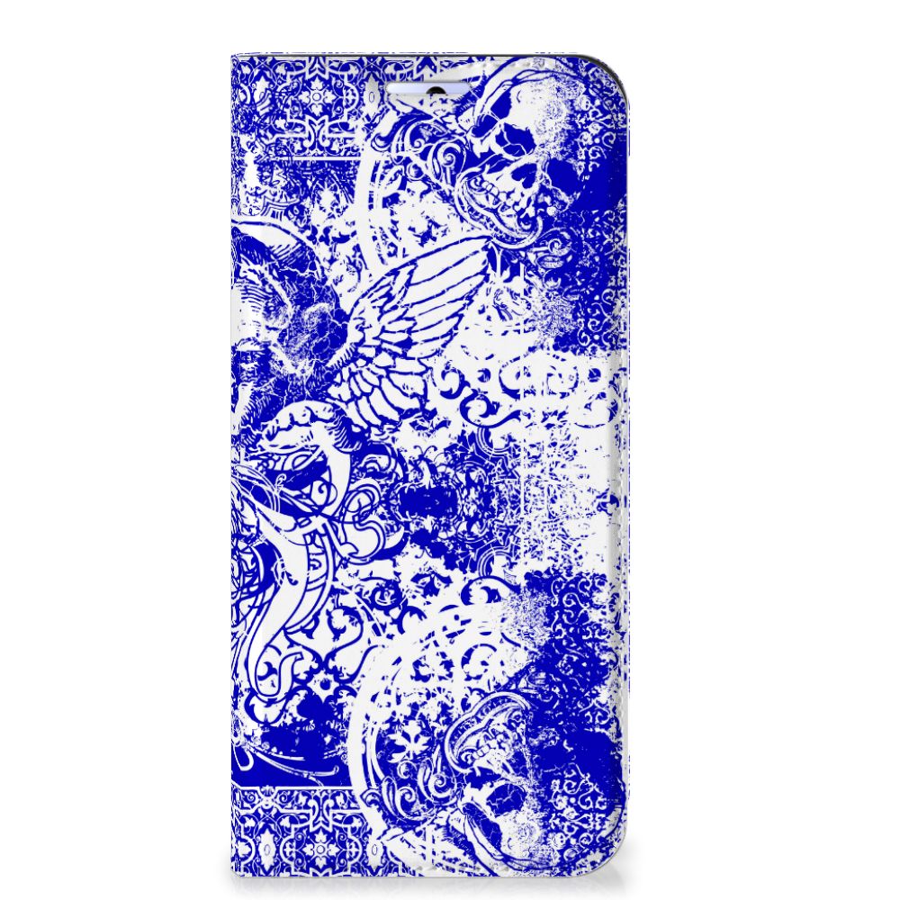 Mobiel BookCase Motorola Moto G31 | G41 Angel Skull Blauw