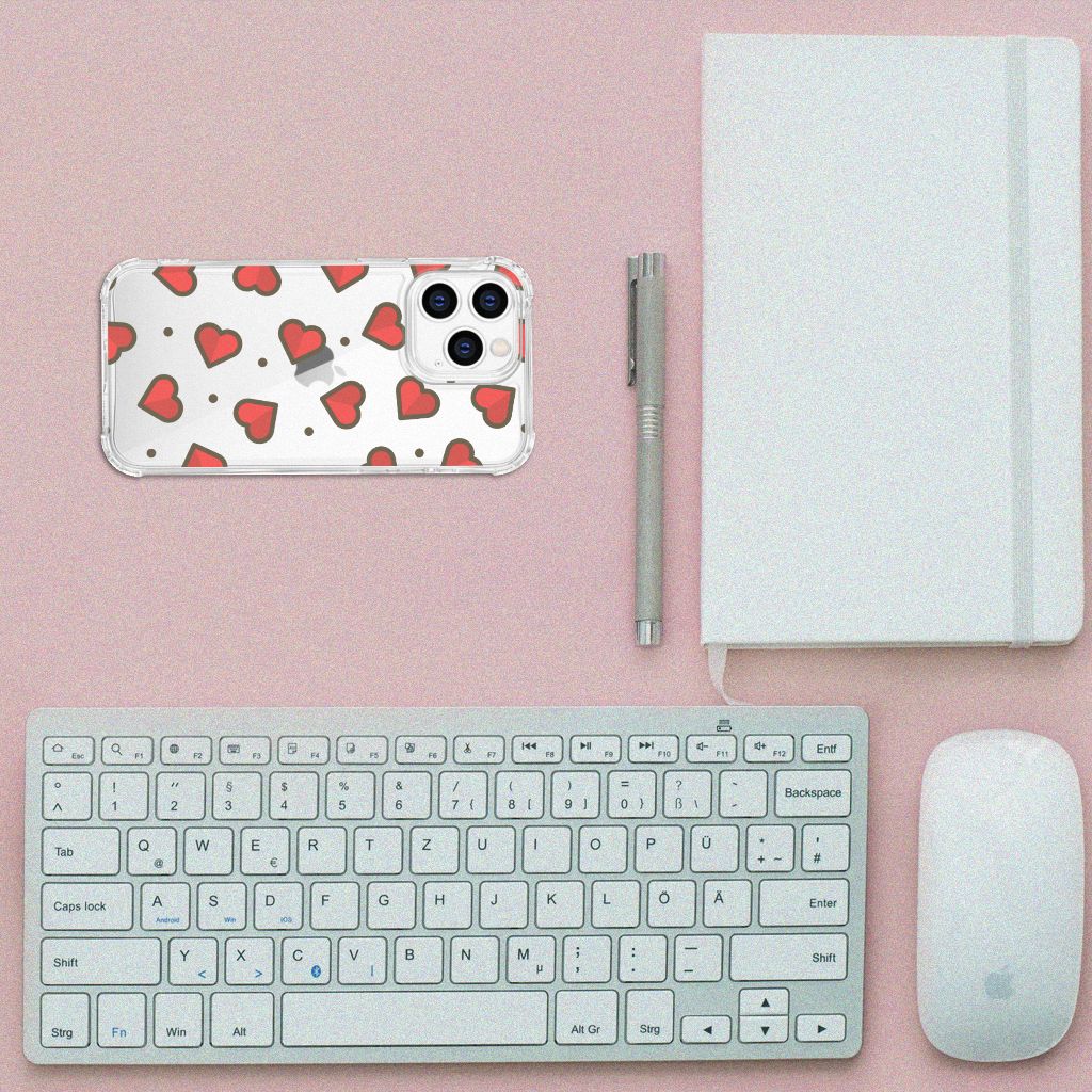 iPhone 14 Pro Doorzichtige Silicone Hoesje Hearts B2C Telecom