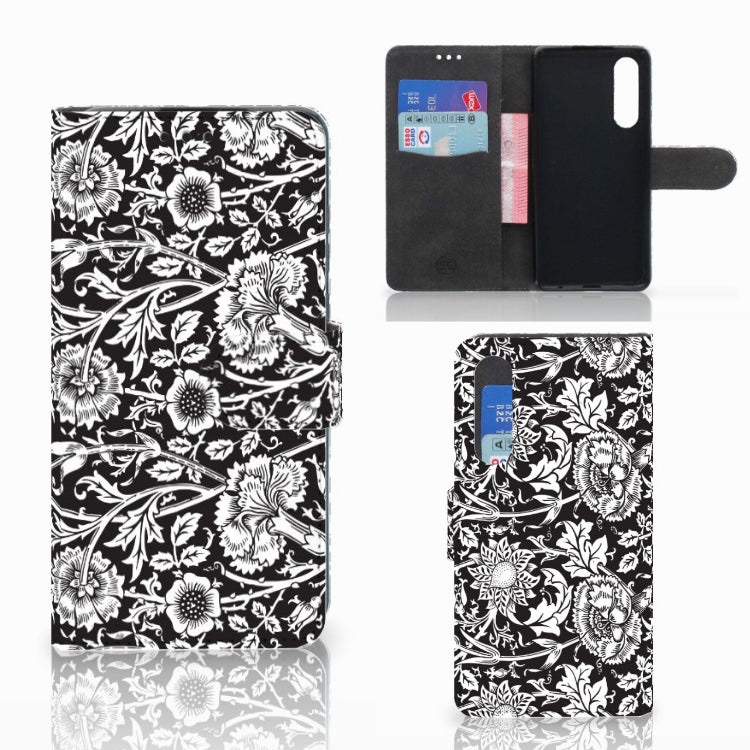 Huawei P30 Hoesje Black Flowers