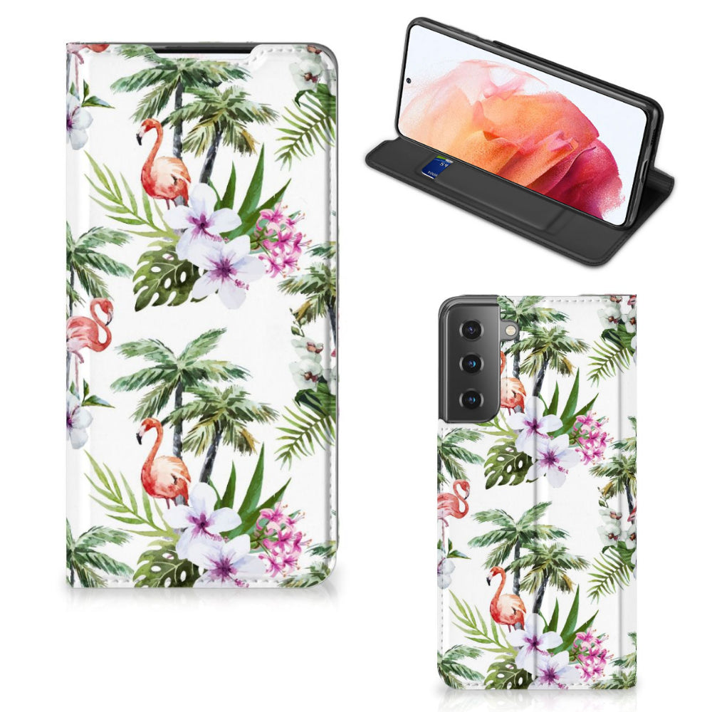 Samsung Galaxy S21 Hoesje maken Flamingo Palms