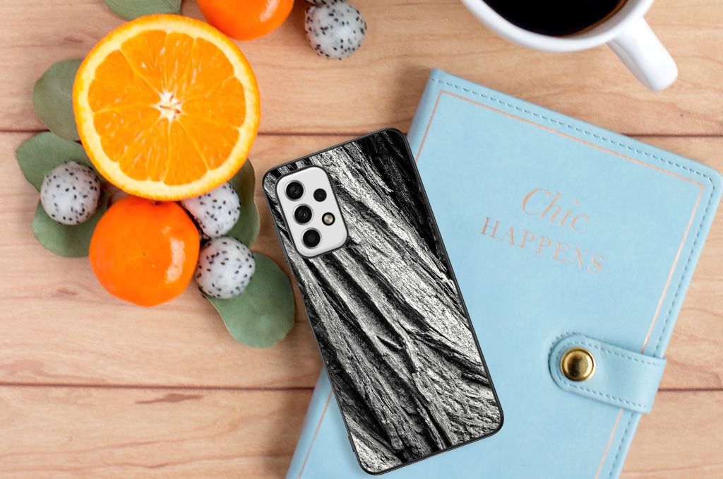 Houten Print Telefoonhoesje Samsung Galaxy A23 Boomschors Grijs B2C Telecom