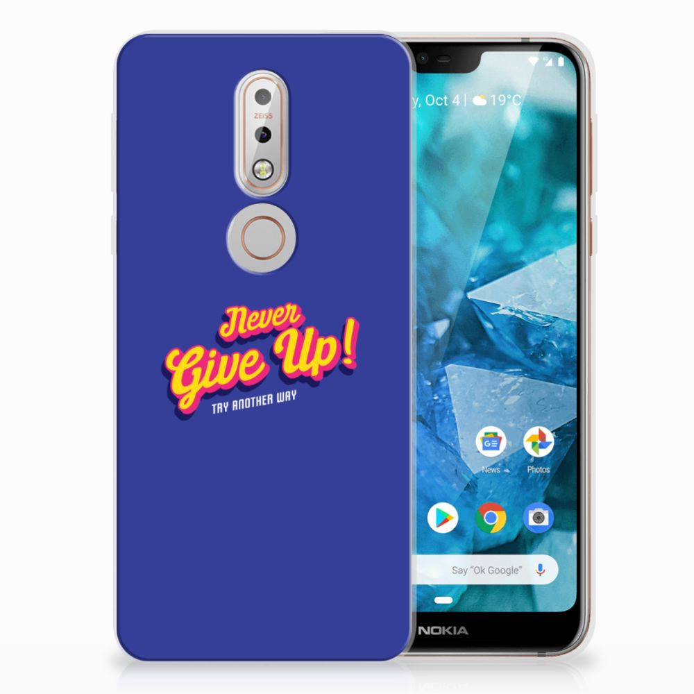 Nokia 7.1 Siliconen hoesje met naam Never Give Up