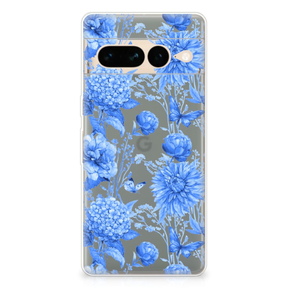 TPU Case voor Google Pixel 7 Pro Flowers Blue