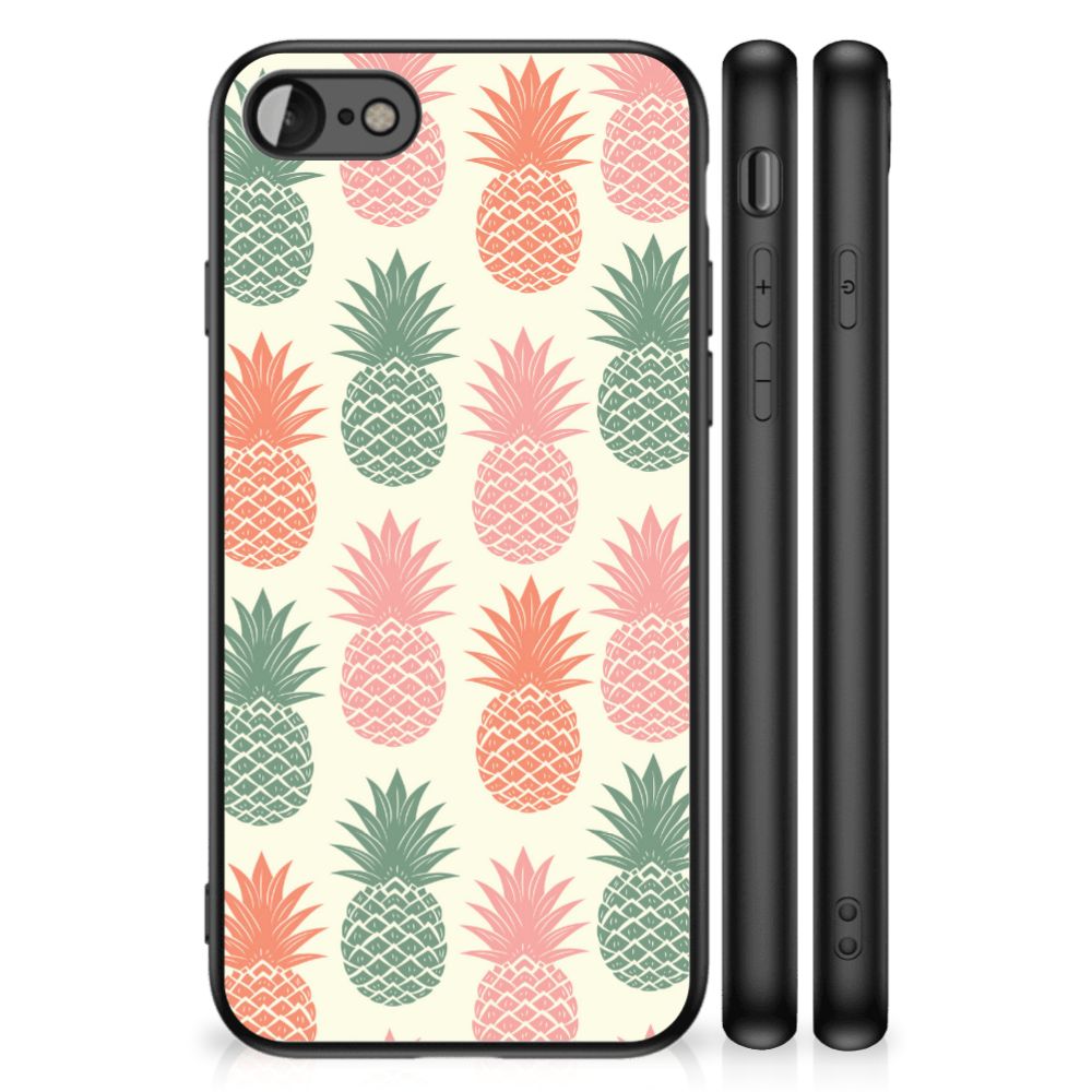 iPhone SE 2022 | SE 2020 | 7/8 Back Cover Hoesje Ananas met kleurrijke ananasprint op een TPU hoesje
