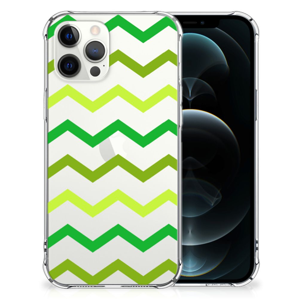 iPhone 12 Pro Max Doorzichtige Silicone Hoesje Zigzag Groen B2C Telecom