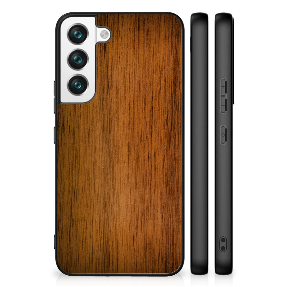 Samsung Galaxy S22 Houten Print Telefoonhoesje Donker Hout