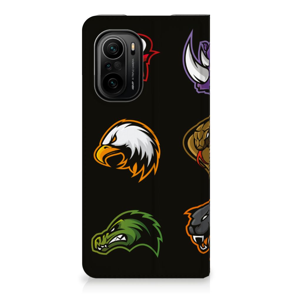 Xiaomi Mi 11i | Poco F3 Magnet Case Cartoon with vibrant animal head designs on a black background.