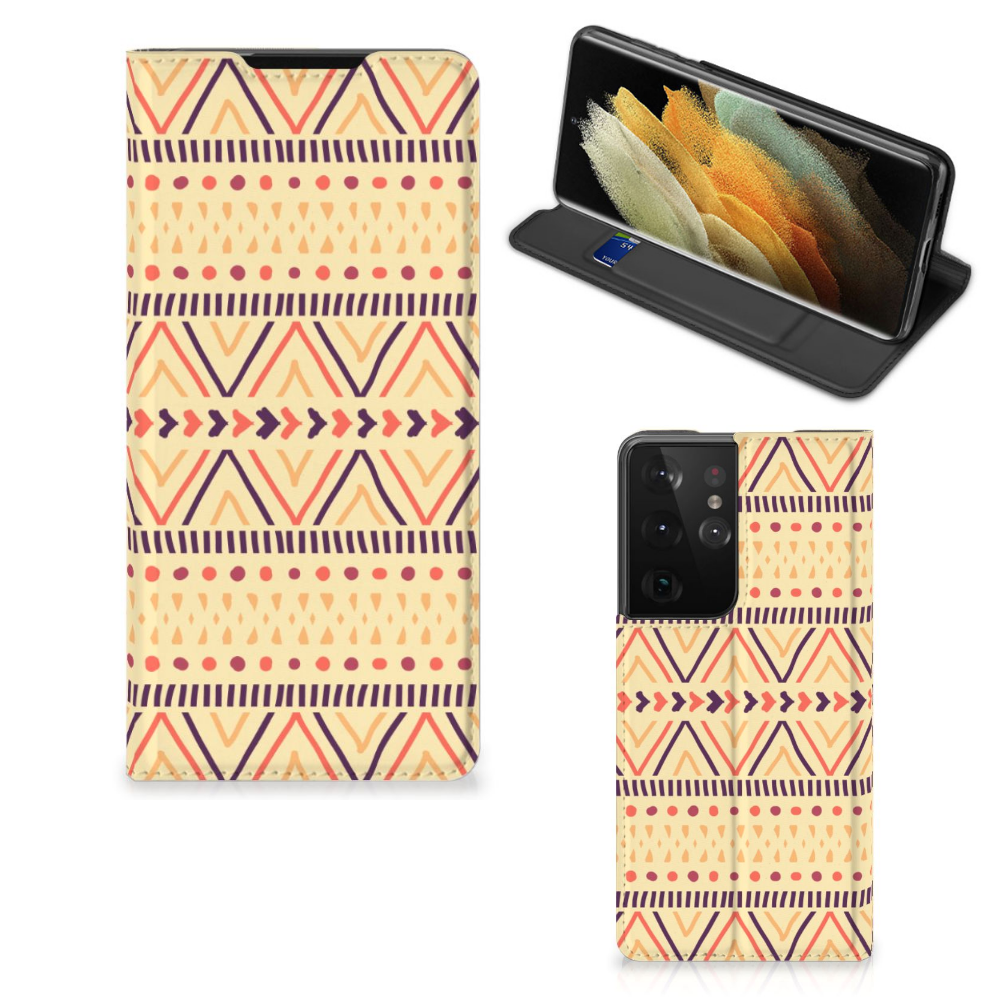 Samsung Galaxy S21 Ultra Hoesje met Magneet Aztec Yellow - B2C Telecom