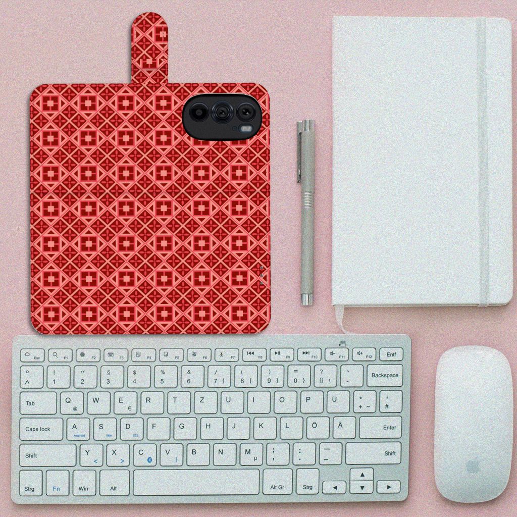 Motorola Edge 30 Pro Telefoon Hoesje Batik Rood