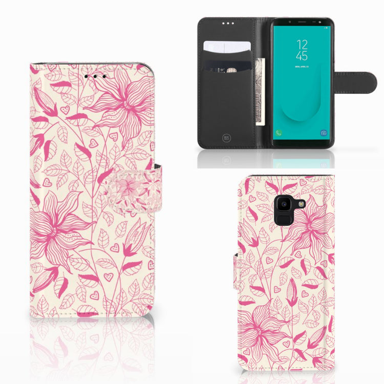 Samsung Galaxy J6 2018 Hoesje Pink Flowers