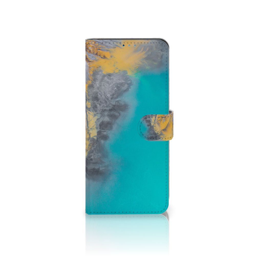 Motorola Moto G9 Plus Bookcase Marble Blue Gold