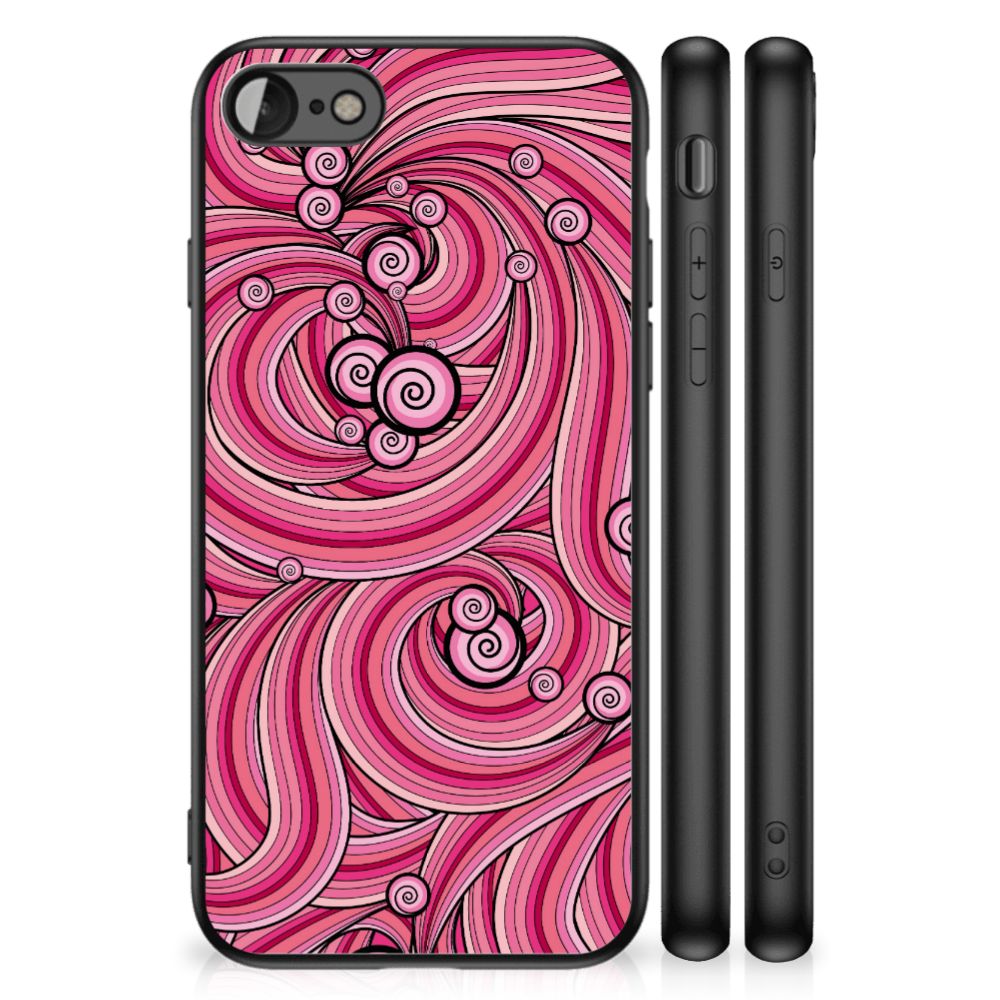 iPhone SE 2022 | SE 2020 | 7/8 Leuk Telefoonhoesje Swirl Pink met een opvallend roze swirl design