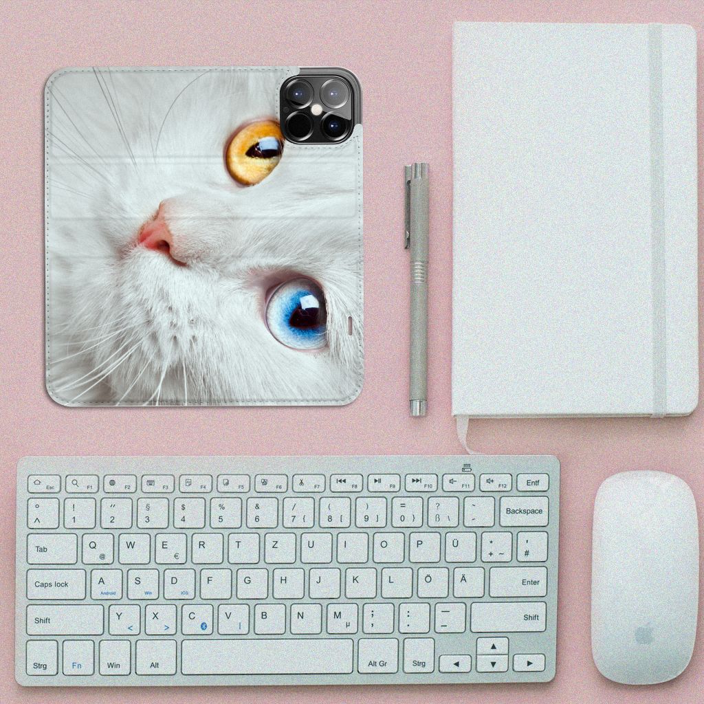 iPhone 12 Pro Max Hoesje maken Witte Kat - B2C Telecom