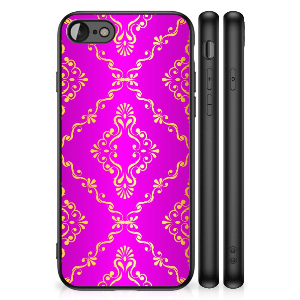 Back Cover iPhone SE 2022 | SE 2020 | 7/8 Barok Roze - Barok design in levendige roze en gouden details.