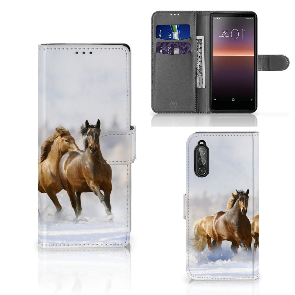 Sony Xperia 10 II Telefoonhoesje met Pasjes Paarden