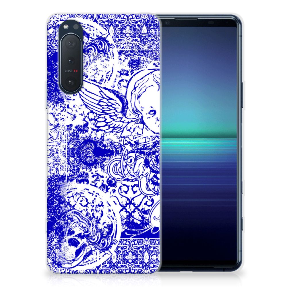 Silicone Back Case Sony Xperia 5II Angel Skull Blauw