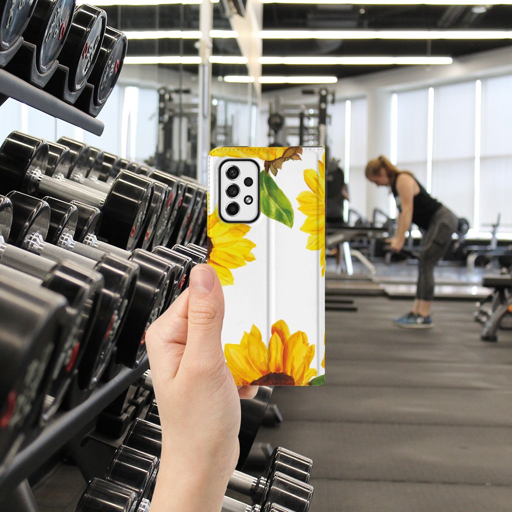 Smart Cover voor Samsung Galaxy A73 Zonnebloemen - B2C Telecom