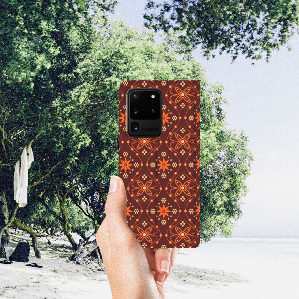 Samsung Galaxy S20 Ultra Hoesje met Magneet Batik Brown - B2C Telecom