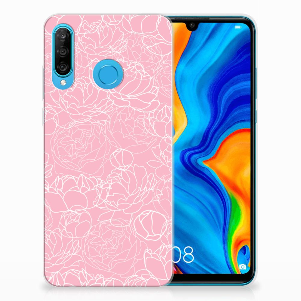 Huawei P30 Lite TPU Case White Flowers