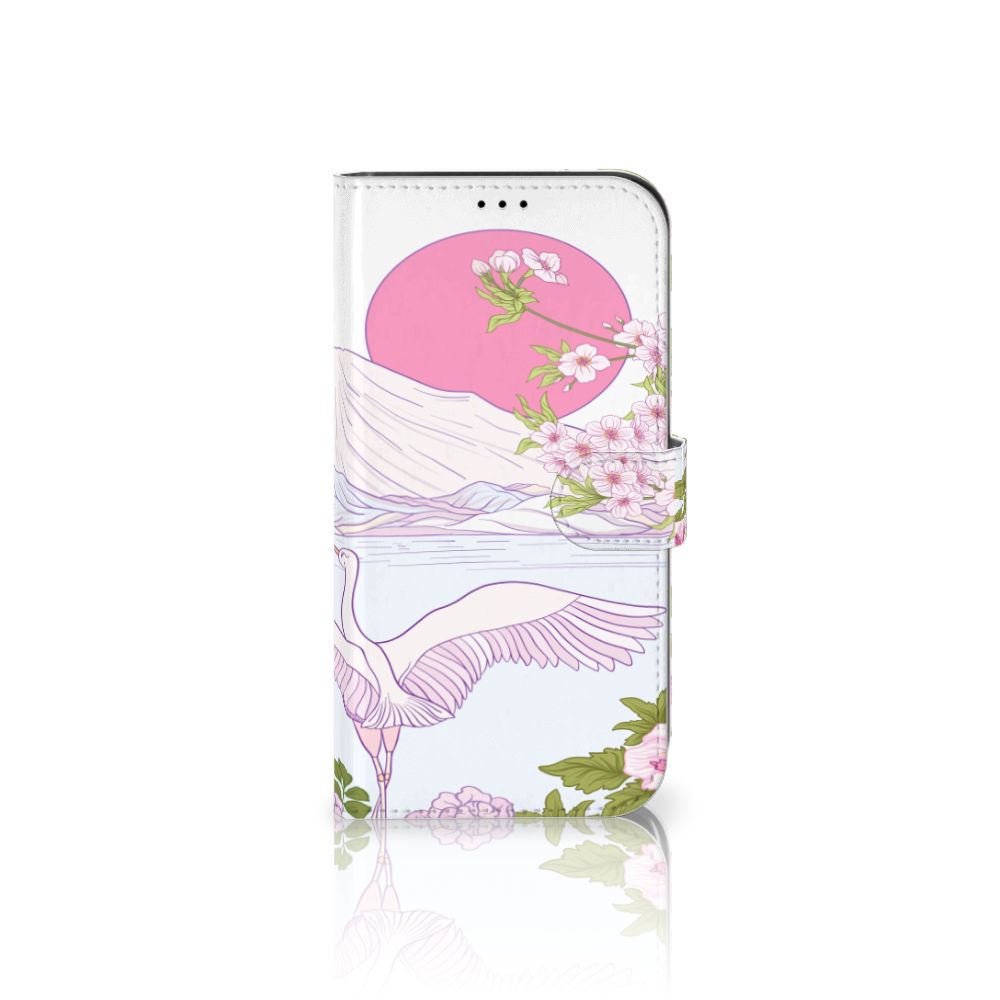 iPhone 13 Pro Max Telefoonhoesje met Pasjes Bird Standing met roze vogels en bloesems 🌸.