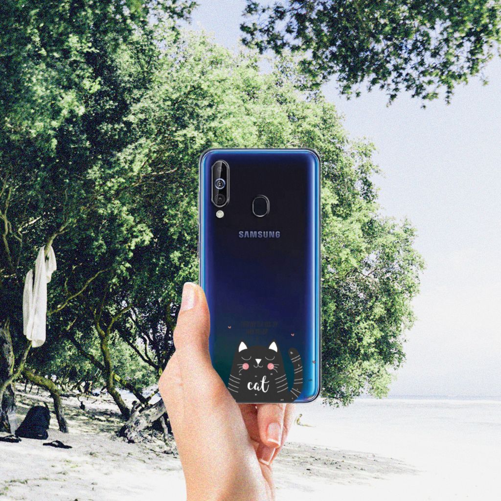 Samsung Galaxy A60 Telefoonhoesje met Naam Cat Good Day