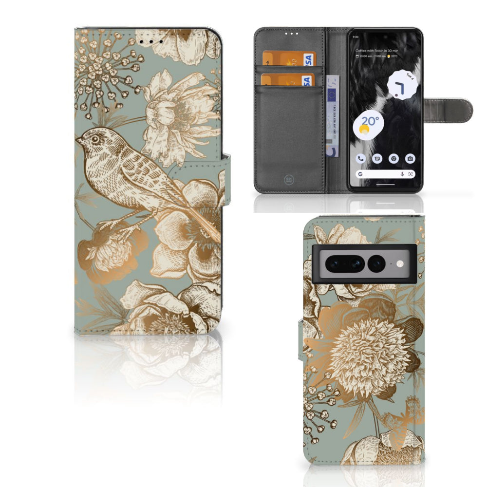 Hoesje voor Google Pixel 7 Pro Vintage Bird Flowers