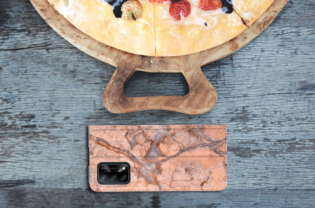 OPPO A74 4G Standcase Marmer Oranje - B2C Telecom