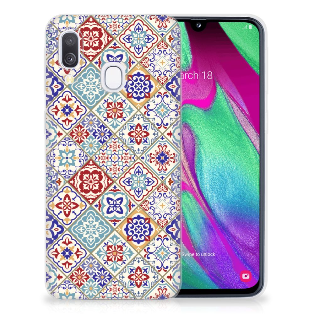 Samsung Galaxy A40 TPU Siliconen Hoesje Tiles Color