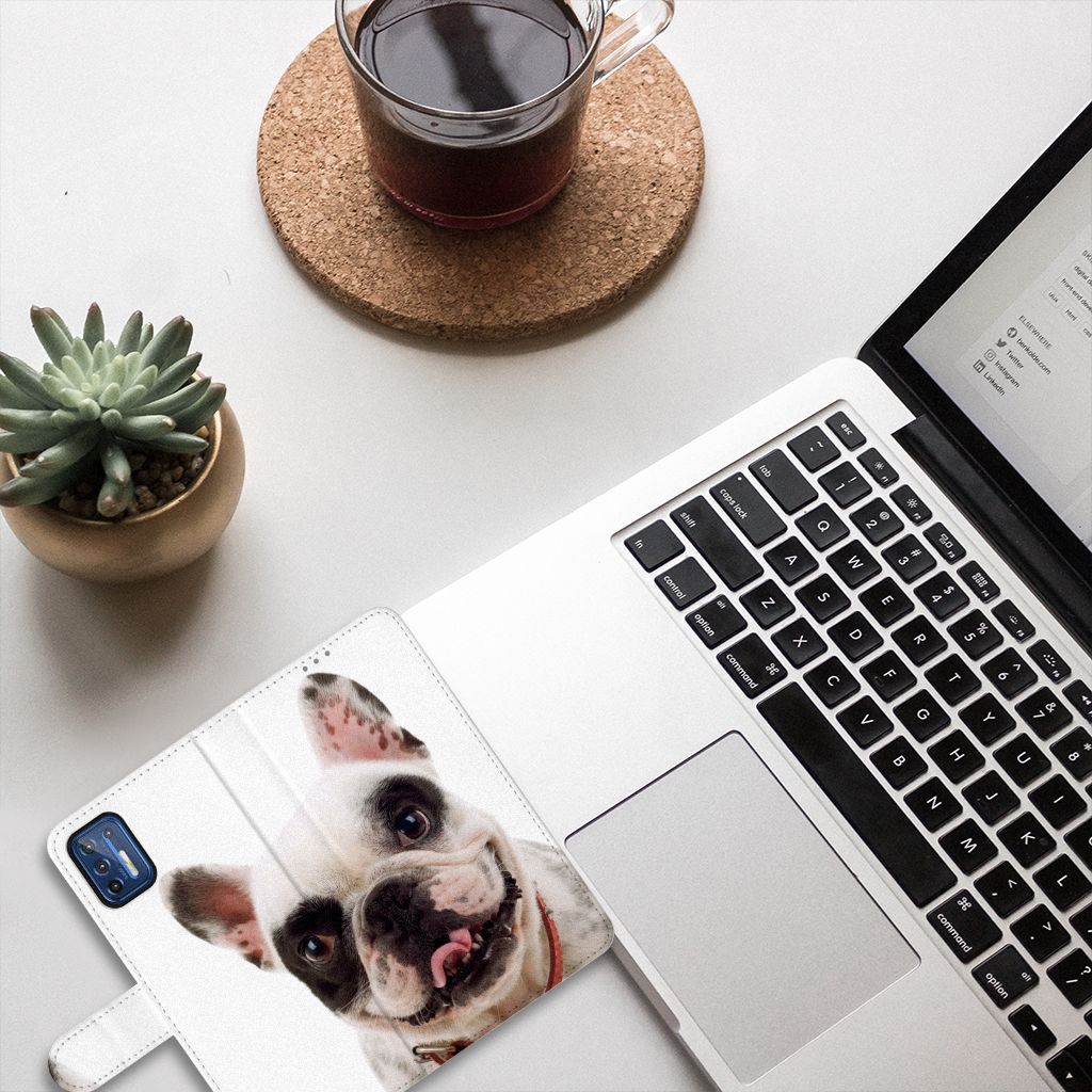 Motorola Moto G9 Plus Telefoonhoesje met Pasjes Franse Bulldog
